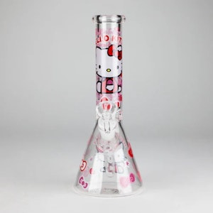 #N/A - Glass Beaker Bong With Kitty Design A 10" 5mm