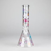 Glass Beaker Bong With Kitty Design C 10" 5mm