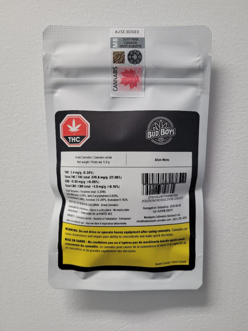 WOWKPOW Cultivation - Bud Boys Alien Mints 5g Dried Flower Main Image