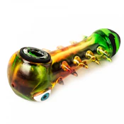 LIT Silicone - 4.25 Inch Green & Black Monster Hand Pipe W/Resin Shell