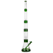 Red Eye Glass 36" Tall Green Dual Chamber Step Down Beaker Tube W/Matrix Perc