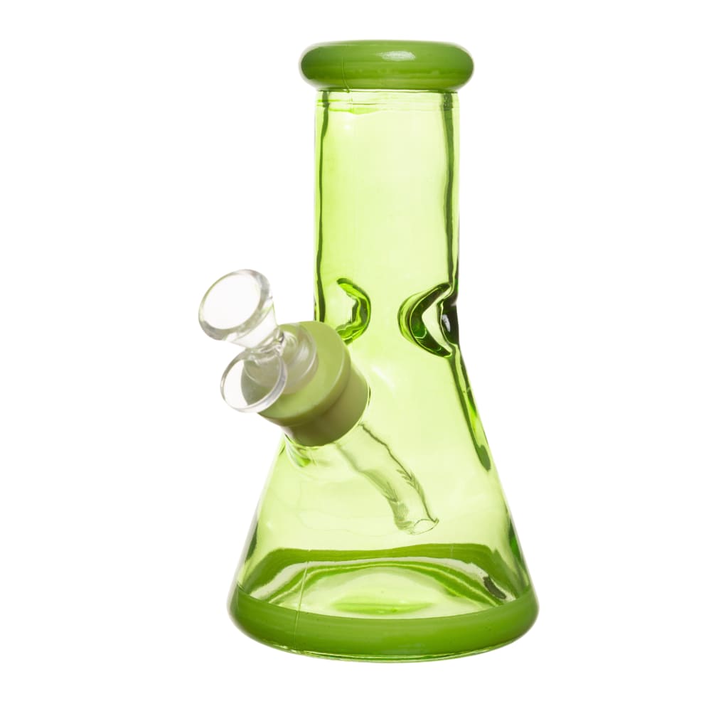 8" 7mm Clear Glass Bong - Green