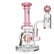 8" Freshly Baked Pink Concentrate Rig Set (Red Eye Glass)
