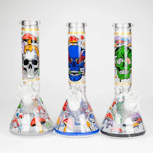 Nice Glass - 10" Glow in the Dark Glass Bong - SKULL