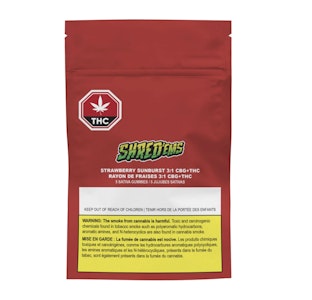 Shred'ems - Shred'ems - Strawberry Sunburst 3:1 CBG/THC (5pc)