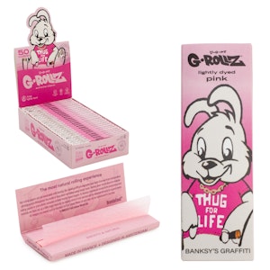 Smoke Aresenal  - G-Rollz Banksy's Graffiti 'Thug 4 Life' Lightly Dyed Pink 11/4 Rolling Papers