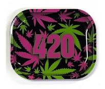Pink Green 420 Small Rolling Tray