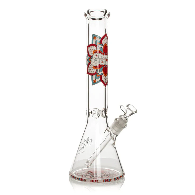 West Coast Gifts - Cheech & Chong Glass 15" Tall 7mm Thick Mandala Glow In The Dark Water Pipe Main Image
