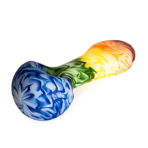 West Coast Gifts - Red Eye Glass 4.5" Frosted Rainbow Spoon Hand Pipe