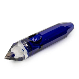 West Coast Gifts - Red Eye Glass 4.5"  Blue Crystal W/Dichro Tip Hand Pipe