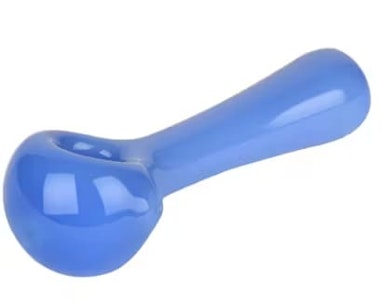 West Coast Gifts - Red Eye Glass 4.5" Periwinkle Solid Colour Spoon W/Ash Catcher Mouthpiece & Screen