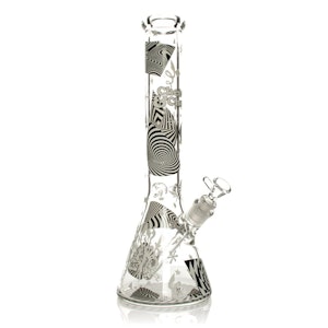 Cheech & Chong Glass  - Cheech & Chong Glass - Optical Illusion Glow In The Dark Water Pipe - 15" 7mm