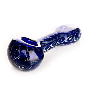 West Coast Gifts - Red Eye Glass 4.5" Frosted Blue Paisley Spoon Hand Pipe W/Flat Mouthpiece