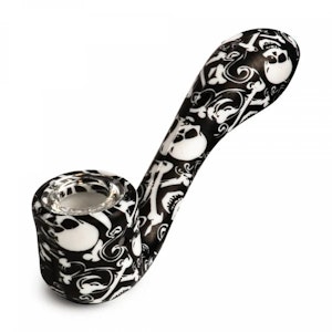 West Coast Gifts - LIT Silicone 5" Skull & Crossbones Sherlock Hand Pipe W/Glass Bowl
