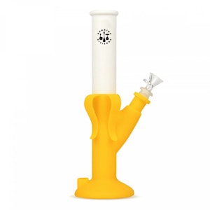 West Coast Gifts - LIT Silicone 12" Tall Banana Water Pipe W/Glass Downstem & Pull-Out