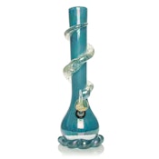 12" Tall Retro Glass Platinum Metallic Bubble Base Water Pipe W/Glow-In-The-Dark Wrap