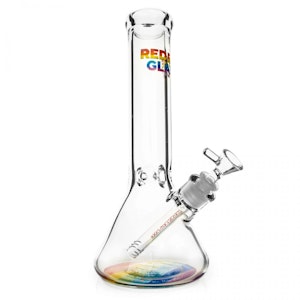 West Coast Gifts - Red Eye Glass 12" Tall 7mm Thick Happy Pride Beaker Base Water Pipe