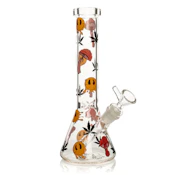 Red Eye Glass - 10" Smiley Shrooms Water Pipe