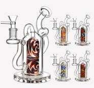 Curvy Multi Colour Swirl Inline Perc Dab Rig 9 inch