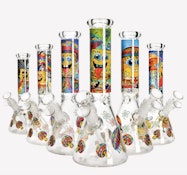 Multicolour Mushroom Spongebob Decals Glass Bong 15 inch
