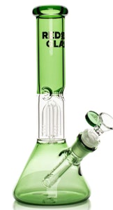 Red Eye Glass - #REG176 - Red Eye Glass 10" Beaker w/ 4-Arm Tree Perc (Smoke)