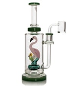 *BD* Red Eye Glass 10" Tall Jade Green Flamingo Concentrate Rig