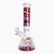10" Cartoon Glow-in-the-Dark Glass Beaker Bong - Design LV Red Bart