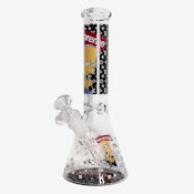 10" Cartoon Glow-in-the-Dark Glass Beaker Bong - Design LV Bart Blk