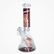10" Cartoon Glow-in-the-Dark Glass Beaker Bong - Design LV Bart Red/PNK