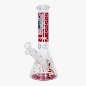 10" Cartoon Glow-in-the-Dark Glass Beaker Bong - Design LV Tom And Jerry Red