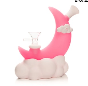West Coast Gifts - 6.5" Glow-In-The-Dark Moon Water Pipe - Pink