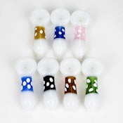 4" Glass Hand Pipe - White with Colour Band