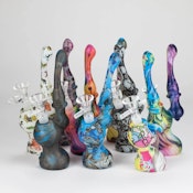7" Single Chamber Graphic Silicone Bubbler