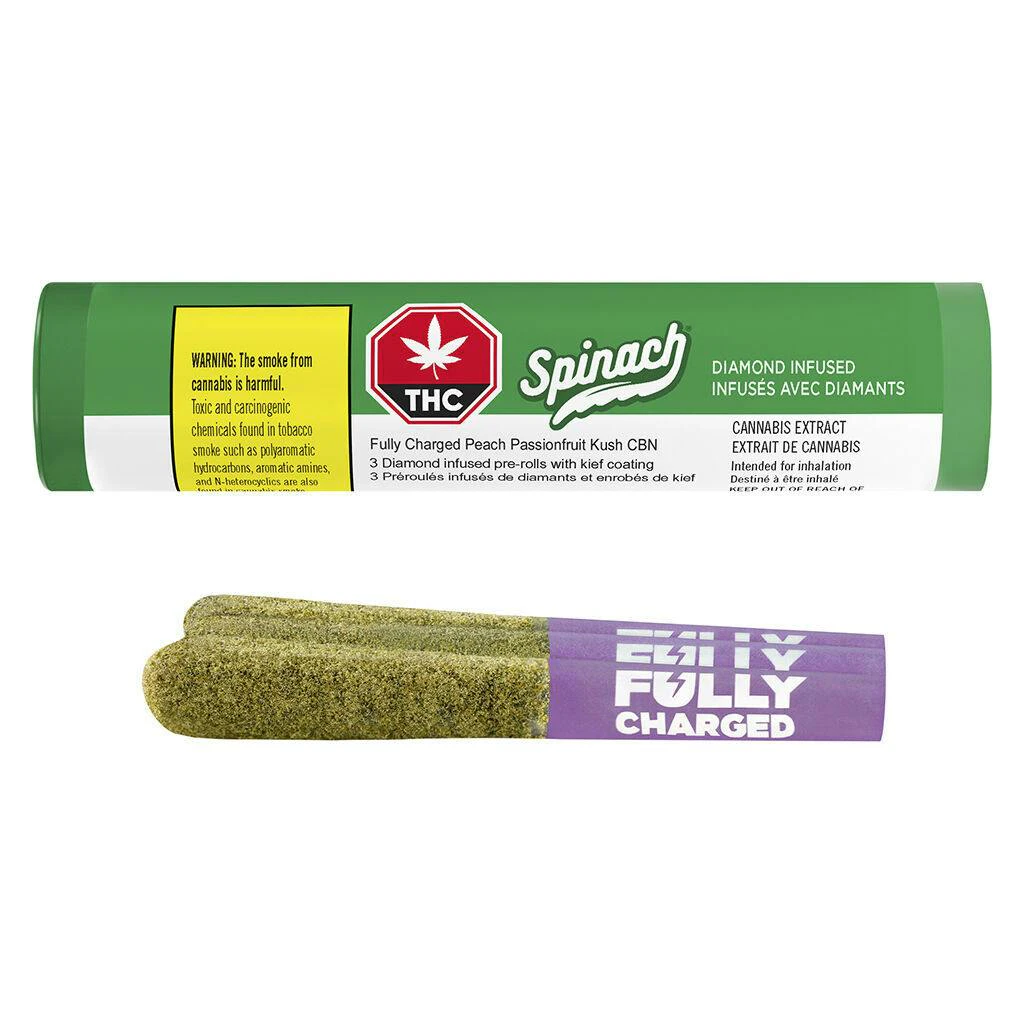 SPINACH - SPINACH - Fully Charged Peach Passionfruit Kush 3 x 0.5g CBN Infused Pre-Rolls Main Image