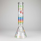 14" 7mm Glass Beaker Bong with Kitty Design and Ice Catcher - Design 4