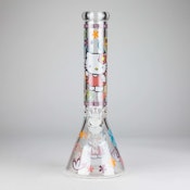 14" 7mm Glass Beaker Bong with Kitty Design and Ice Catcher - Design 3