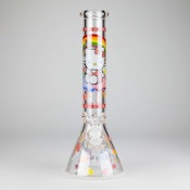 14" 7mm Glass Beaker Bong with Kitty Design and Ice Catcher - Design 2