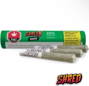 SHRED X - Bubba Melon Heavies 3 x 0.5g Diamond, Disty & Terp Infused Pre-Rolls - Shred X