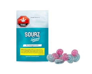 SOURZ by Spinach - [50mg] Fully Blasted Blue Raspberry Watermelon 5pc Soft Chews - Sourz by Spinach