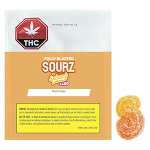 SOURZ by Spinach - Fully Blasted Peach Orange 1:1 THC:CBD 1pc Soft Chew - Sourz by Spinach