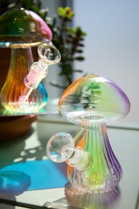 One Wholesale - 5" Magic Mushroom Glass Bong - Purple/Orange/Green