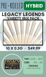 Legacy Legends - LEGACY LEGENDS - 10PK VARIETY PR'S FROSTED FRUIT CAKE, BONG GURU ROCKSTAR, MASTER KUSH ULTRA, UNITY)