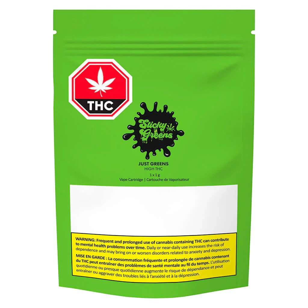 Sticky Greens - Sticky Greens Just Greens HIGH THC Liquid Diamonds 1g Prefilled Vape Cartridge Main Image
