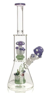 Red Eye Glass - 12" PURPLE SLYME AMANITA DUAL CHAMBER BEAKER BASE BONG