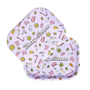 Blazy Susan - Blazy Susan Purple Icon Metal Rolling Tray w/ Lid