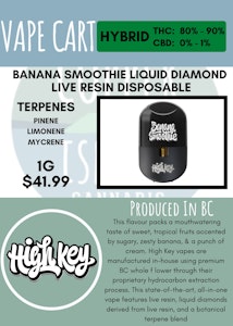 HIGH KEY - HIGH KEY - BANANA SMOOTHIE LIVE RESIN LIQUID DIAMOND ALL-IN-ONE DISPOSABLE VAPE