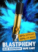 BLASTPHEMY Blue Raspberry 80:20 Distillate:Live Rosin 1g Prefilled Vape Cartridge
