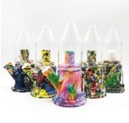SILICONE AND GLASS VOLCANO BONG - 8 INCH (ASSORTED COLORS)