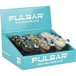 Pulsar - Pulsar Rainbow Candy Swirl No-Roll Herb Slide - 14mm