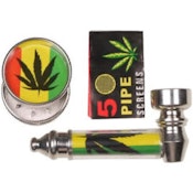 Smoking Pipe & Grinder (Lg) set Rasta